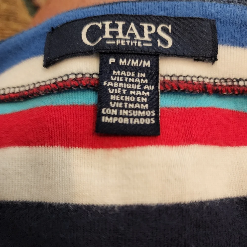 CHAPS Women's Stripped Lace Up Tee - Picture 10 of 11